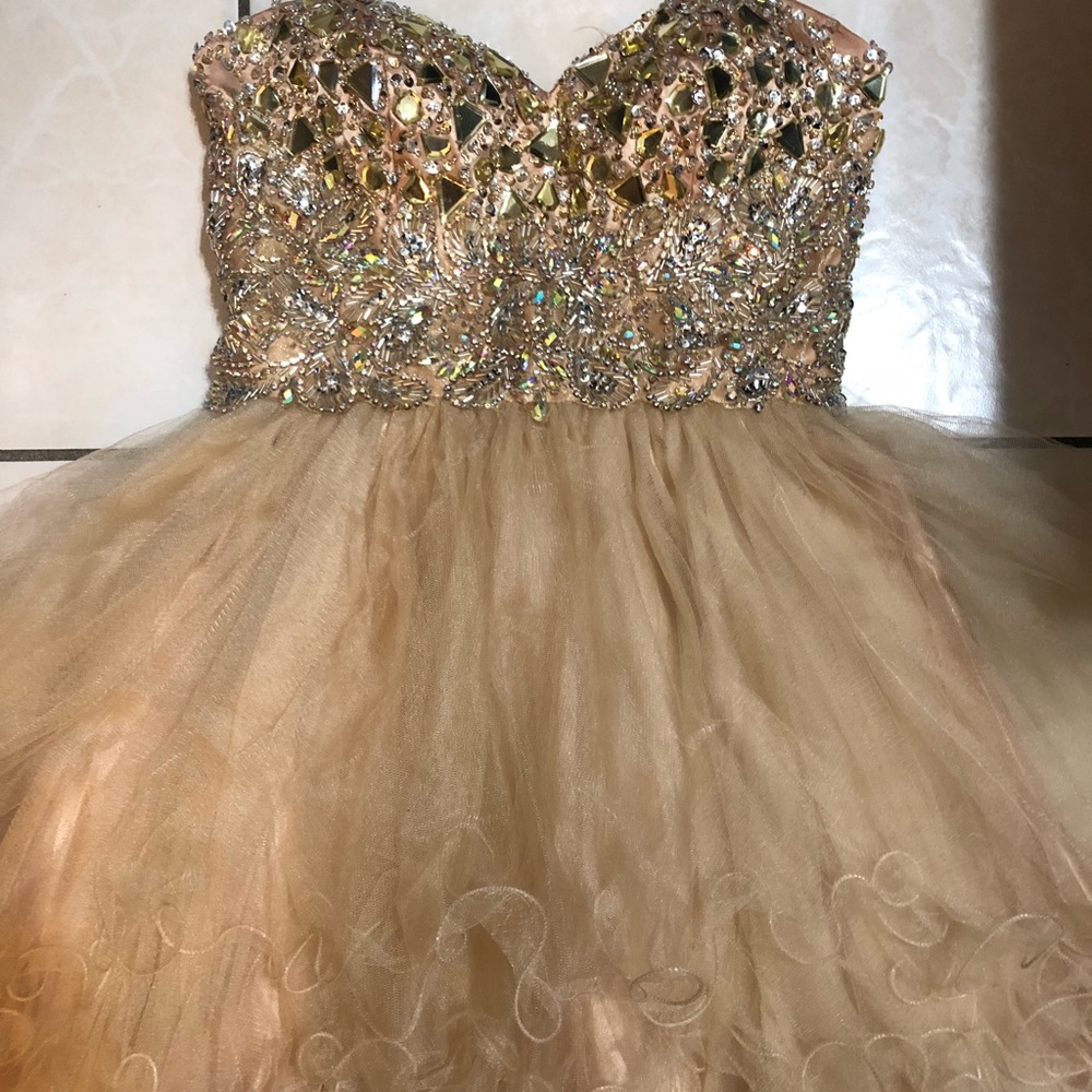 Gold short Prom Dress